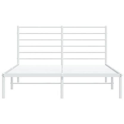 Metal Bed Frame without Mattress with Headboard White 120x190 cm Small Double