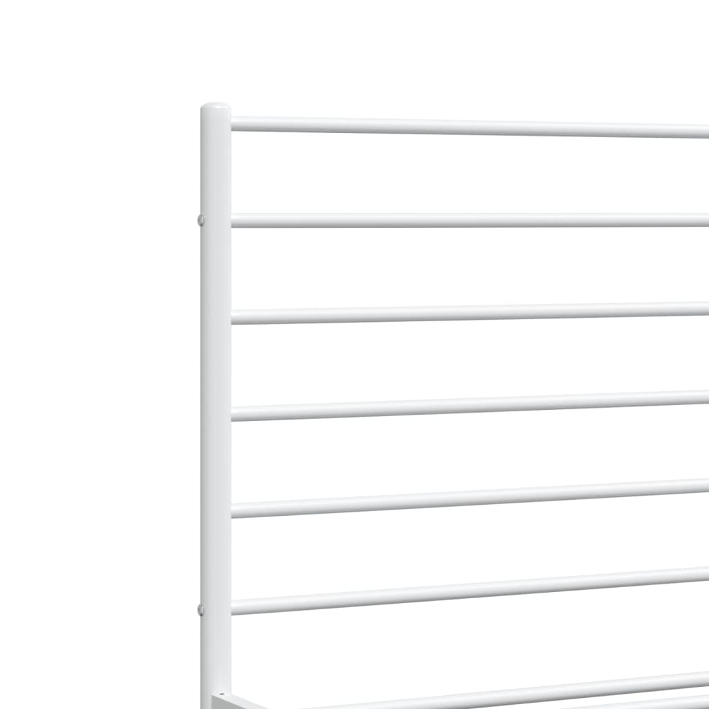 Metal Bed Frame without Mattress with Headboard White 120x190 cm Small Double