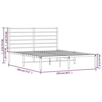 Metal Bed Frame without Mattress with Headboard White 120x190 cm Small Double