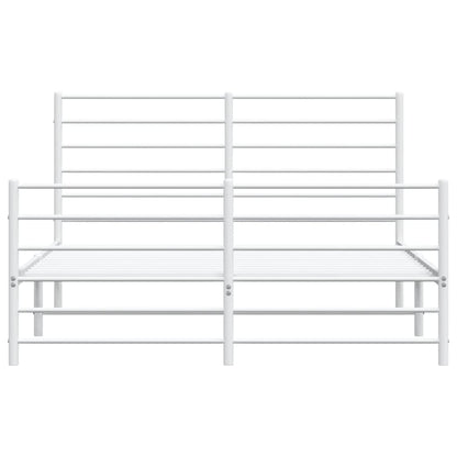 Metal Bed Frame without Mattress with Footboard White 135x190 cm Double