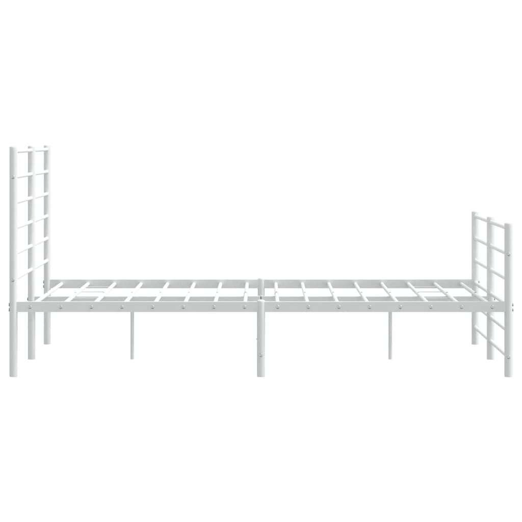 Metal Bed Frame without Mattress with Footboard White 135x190 cm Double