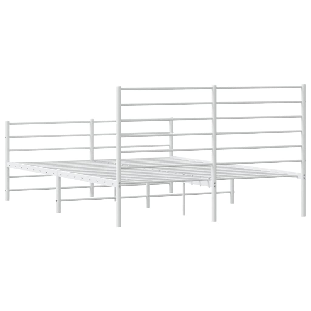 Metal Bed Frame without Mattress with Footboard White 135x190 cm Double