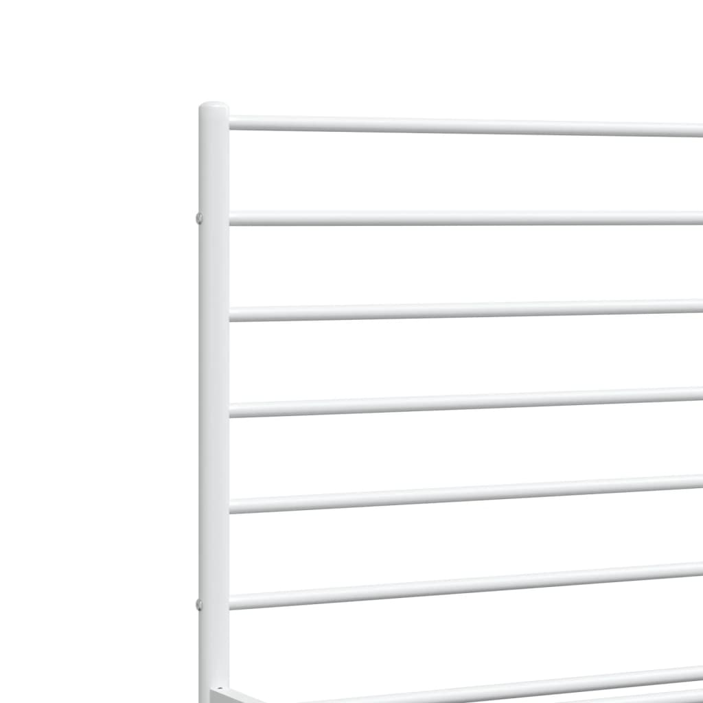 Metal Bed Frame without Mattress with Footboard White 135x190 cm Double