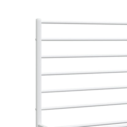 Metal Bed Frame without Mattress with Footboard White 135x190 cm Double