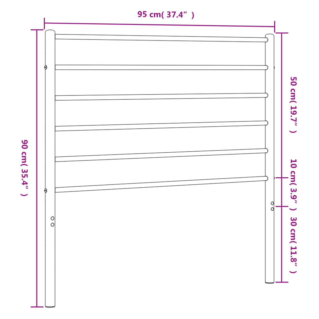 Metal Headboard White 90 cm