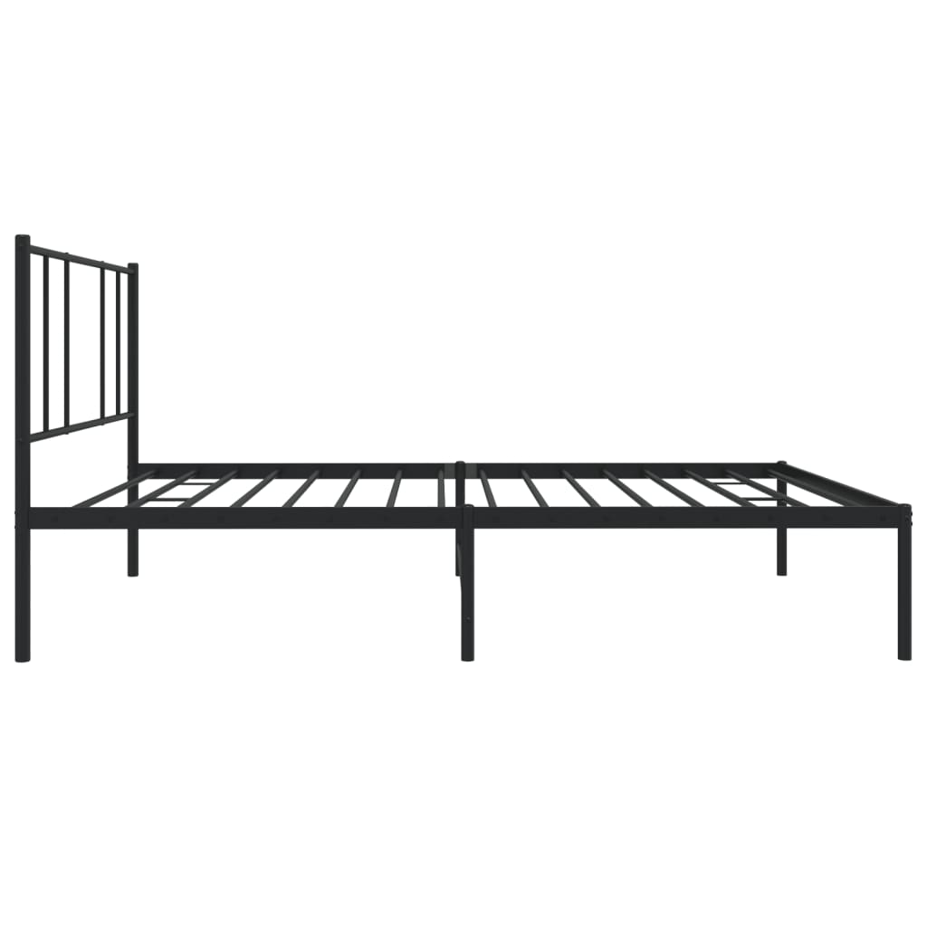 Metal Bed Frame without Mattress with Headboard Black 75x190 cm Small Single