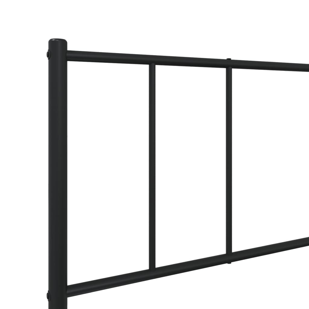 Metal Bed Frame without Mattress with Headboard Black 75x190 cm Small Single