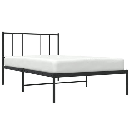 Metal Bed Frame without Mattress with Headboard Black 100x190 cm