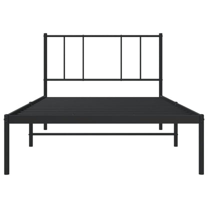 Metal Bed Frame without Mattress with Headboard Black 100x190 cm