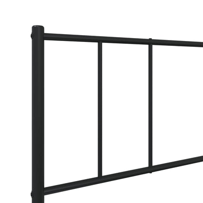 Metal Bed Frame without Mattress with Headboard Black 100x190 cm