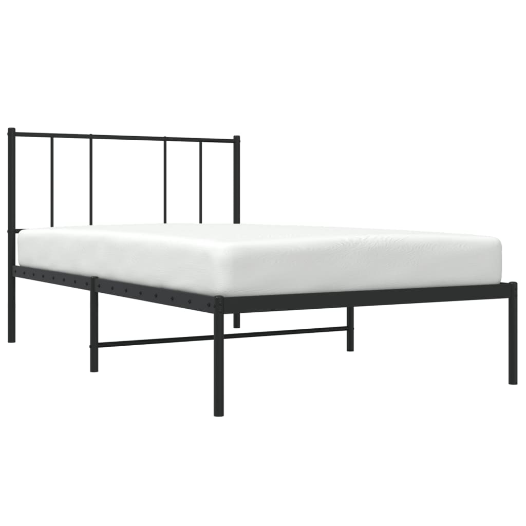 Metal Bed Frame with Headboard Black 100x200 cm