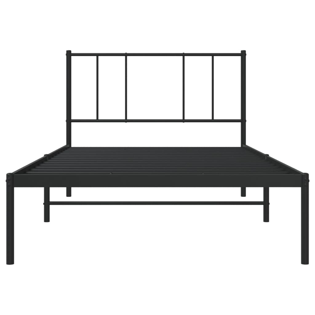 Metal Bed Frame with Headboard Black 100x200 cm