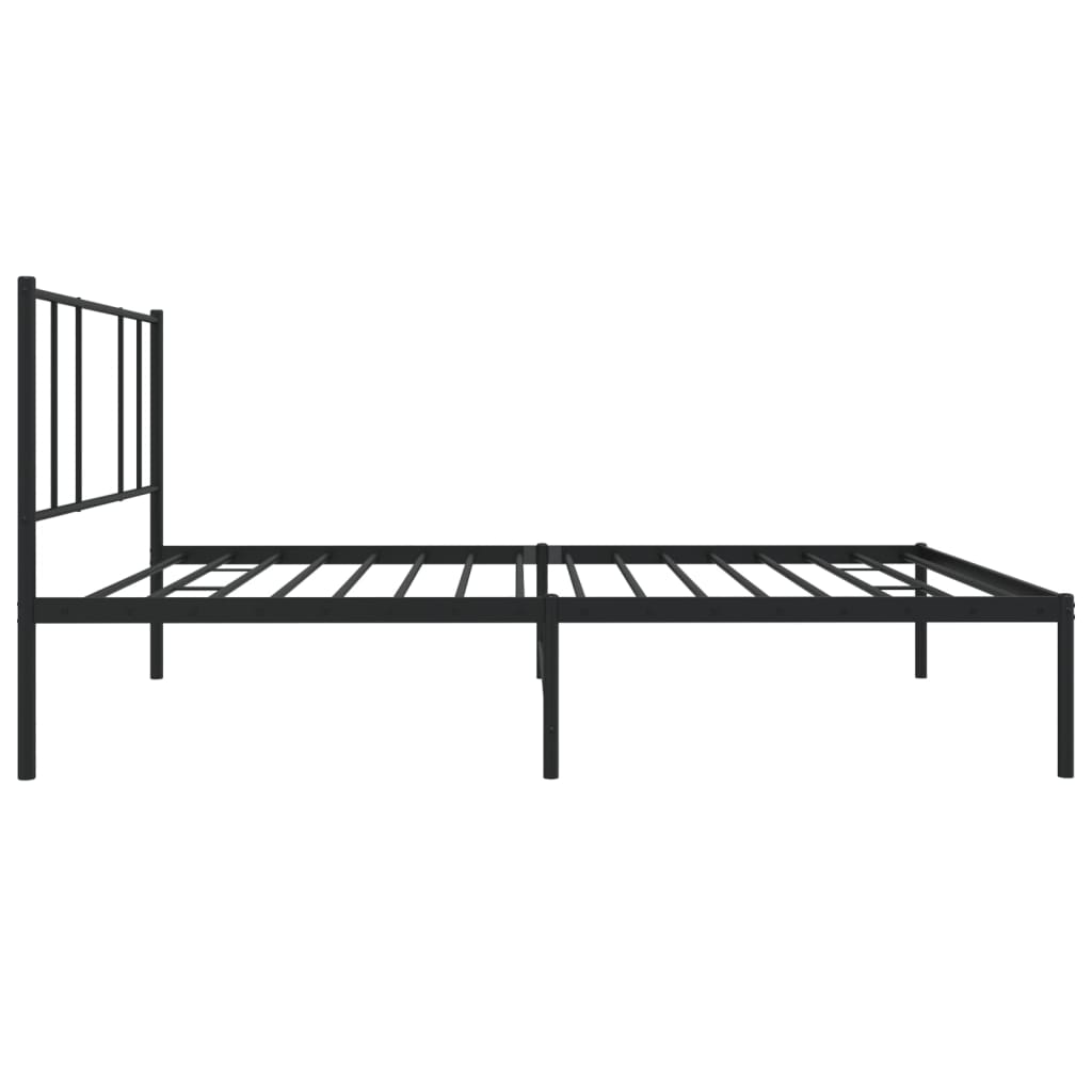 Metal Bed Frame with Headboard Black 100x200 cm