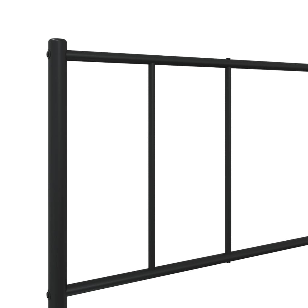 Metal Bed Frame with Headboard Black 100x200 cm