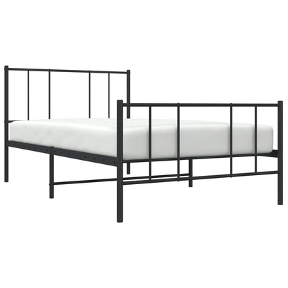 Metal Bed Frame with Headboard and Footboard Black 90x200 cm