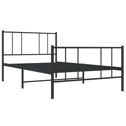 Metal Bed Frame with Headboard and Footboard Black 90x200 cm