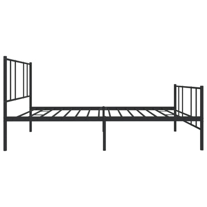 Metal Bed Frame with Headboard and Footboard Black 90x200 cm