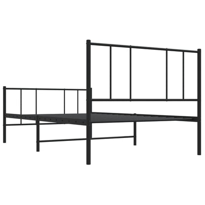 Metal Bed Frame with Headboard and Footboard Black 90x200 cm