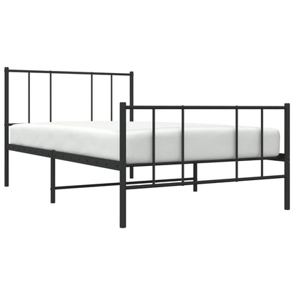 Metal Bed Frame without Mattress with Footboard Black 107x203 cm