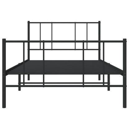 Metal Bed Frame without Mattress with Footboard Black 107x203 cm