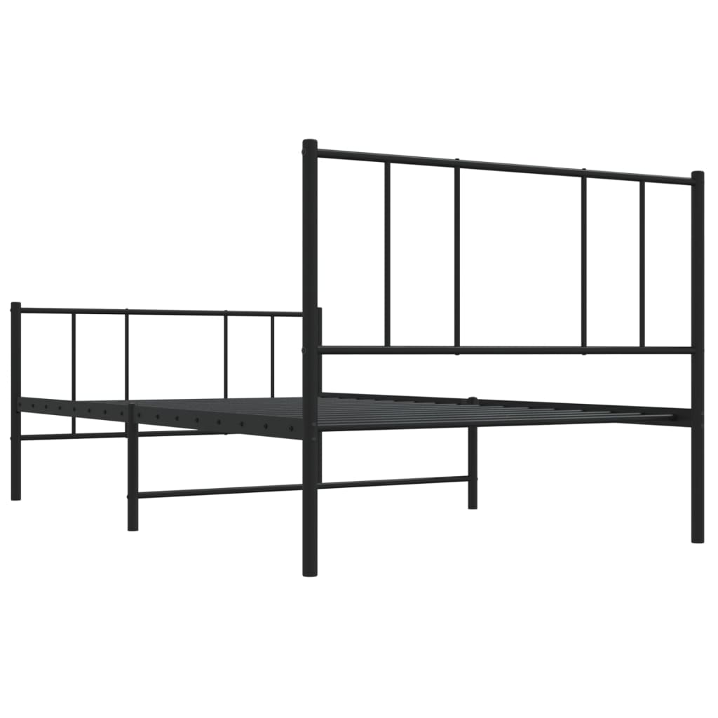 Metal Bed Frame without Mattress with Footboard Black 107x203 cm