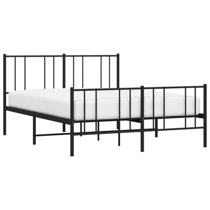 Metal Bed Frame with Headboard and Footboard Black 160x200 cm