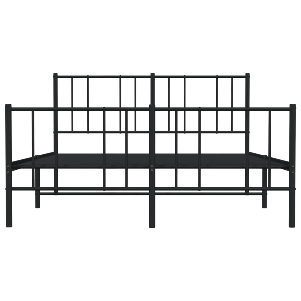 Metal Bed Frame with Headboard and Footboard Black 160x200 cm