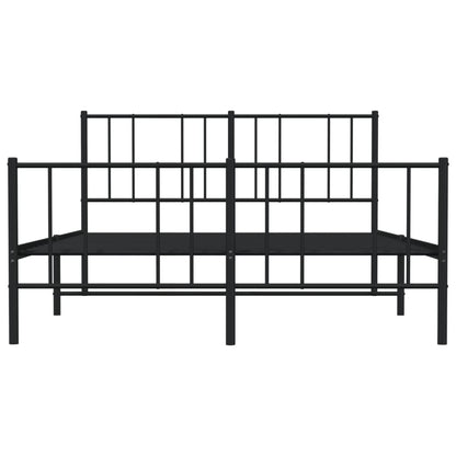 Metal Bed Frame with Headboard and Footboard Black 160x200 cm