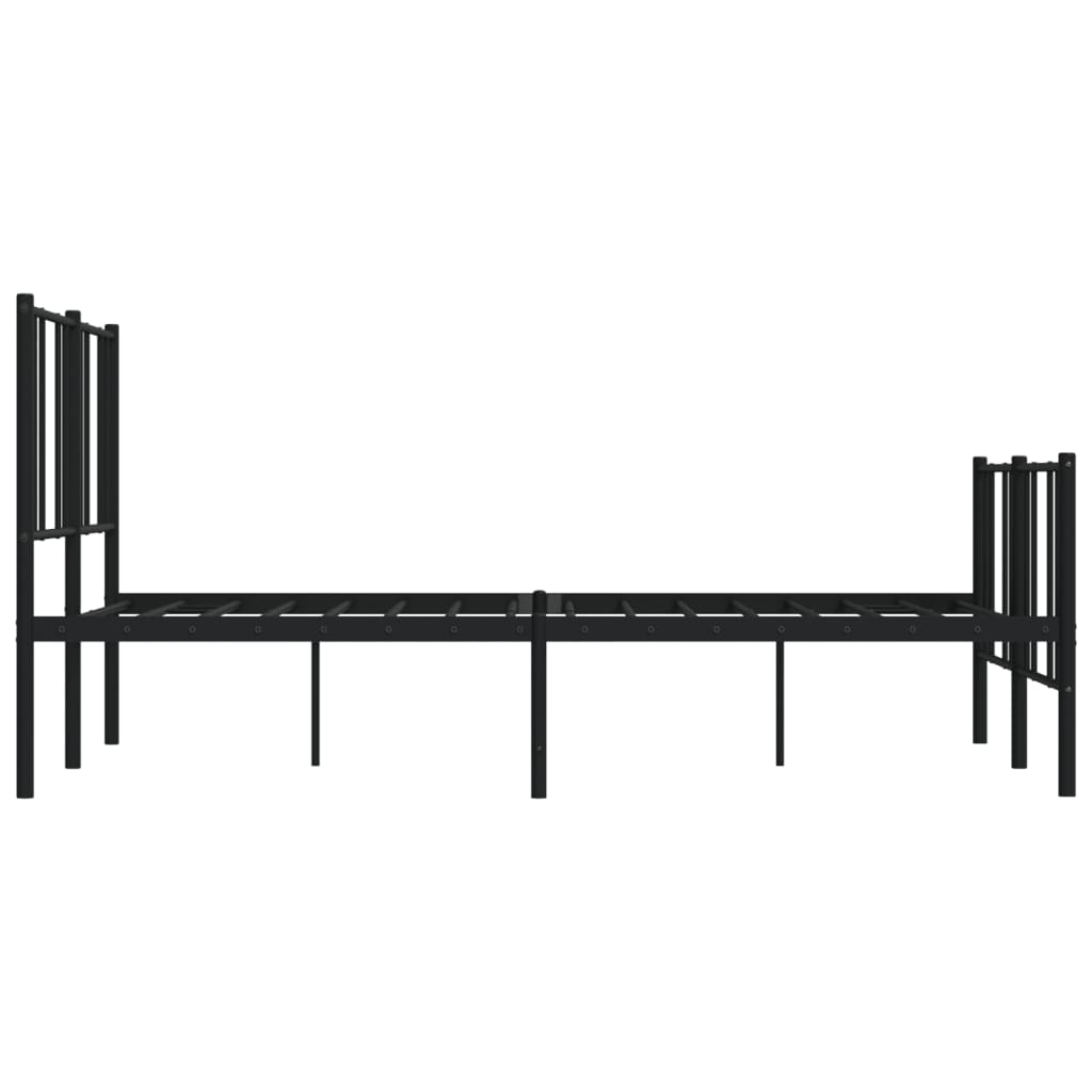 Metal Bed Frame with Headboard and Footboard Black 160x200 cm