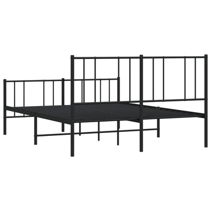 Metal Bed Frame with Headboard and Footboard Black 160x200 cm