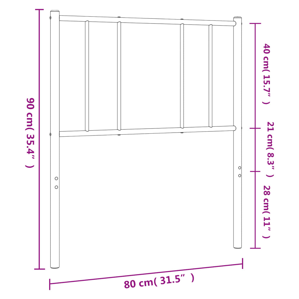 Metal Headboard Black 75 cm