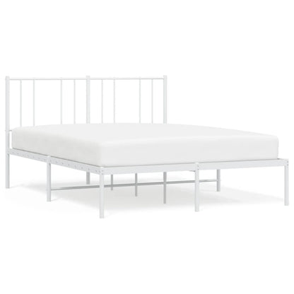 Metal Bed Frame with Headboard White 135x190 cm Double