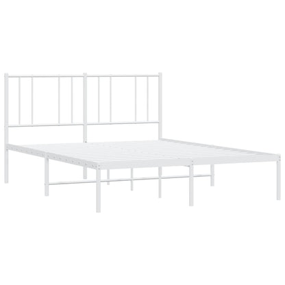 Metal Bed Frame with Headboard White 135x190 cm Double