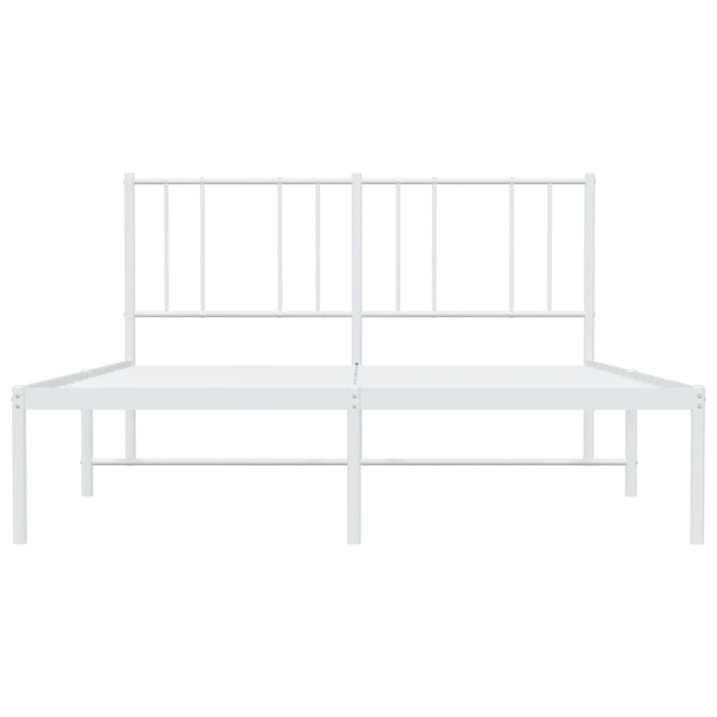 Metal Bed Frame with Headboard White 135x190 cm Double