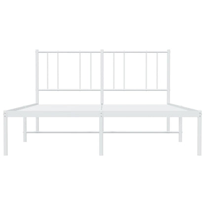 Metal Bed Frame with Headboard White 135x190 cm Double