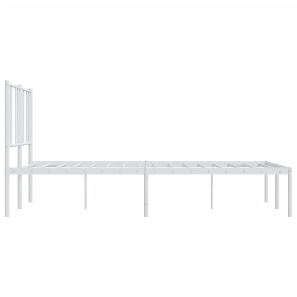 Metal Bed Frame with Headboard White 135x190 cm Double