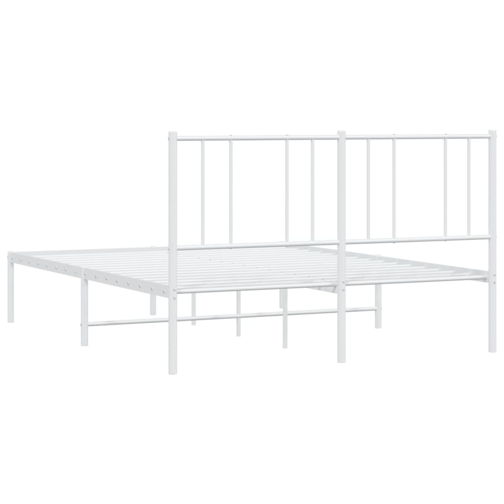 Metal Bed Frame with Headboard White 135x190 cm Double