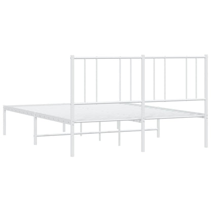 Metal Bed Frame with Headboard White 135x190 cm Double