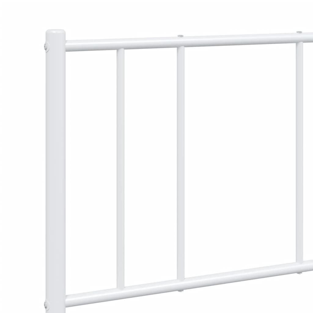 Metal Bed Frame with Headboard White 135x190 cm Double