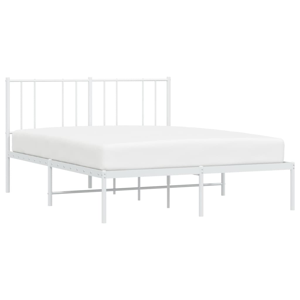 Metal Bed Frame with Headboard White 150x200 cm King Size