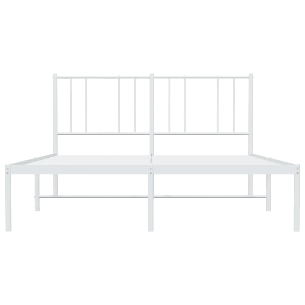 Metal Bed Frame with Headboard White 150x200 cm King Size