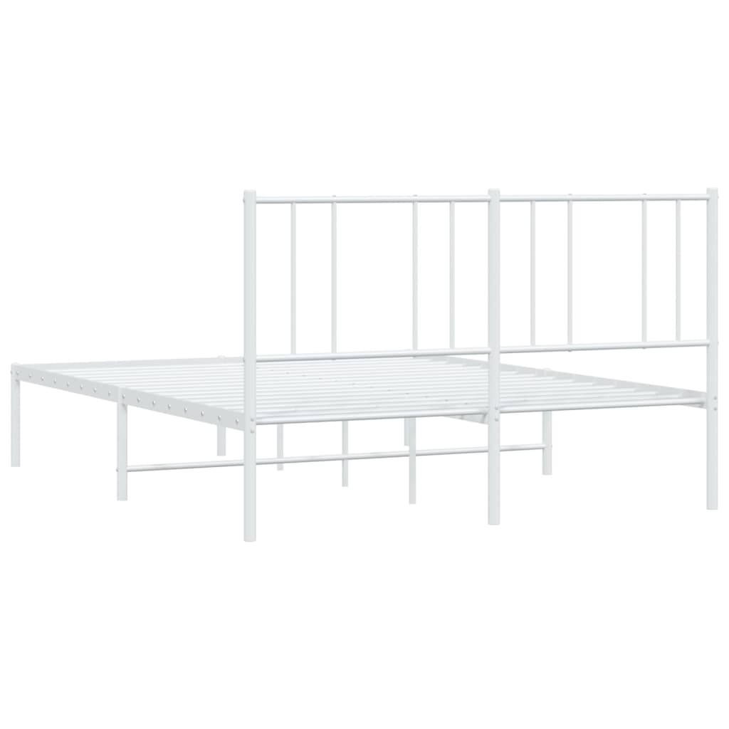 Metal Bed Frame with Headboard White 150x200 cm King Size