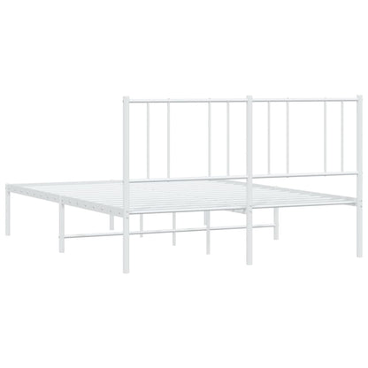 Metal Bed Frame with Headboard White 150x200 cm King Size