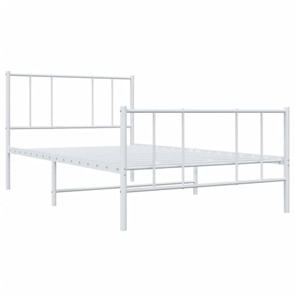 Metal Bed Frame without Mattress with Footboard White 75x190 cm Small Single