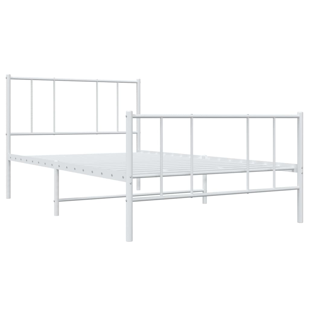 Metal Bed Frame without Mattress with Footboard White 75x190 cm Small Single