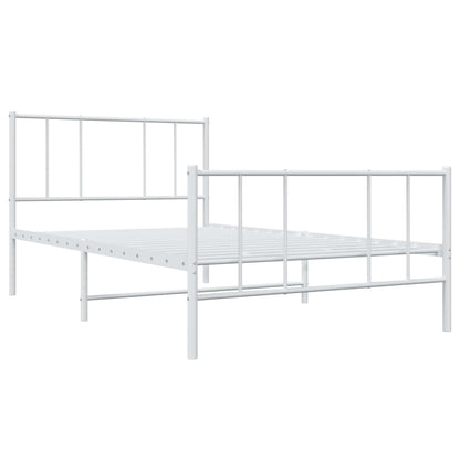 Metal Bed Frame without Mattress with Footboard White 75x190 cm Small Single