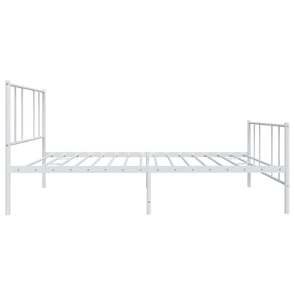 Metal Bed Frame without Mattress with Footboard White 75x190 cm Small Single