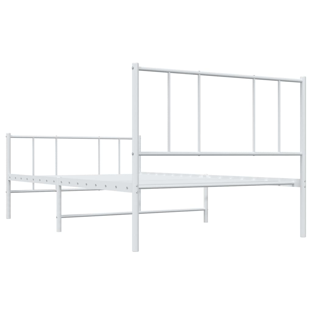 Metal Bed Frame without Mattress with Footboard White 75x190 cm Small Single