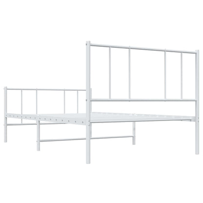 Metal Bed Frame without Mattress with Footboard White 75x190 cm Small Single