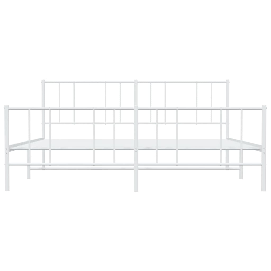 Metal Bed Frame with Headboard and Footboard White 180x200 cm Super King